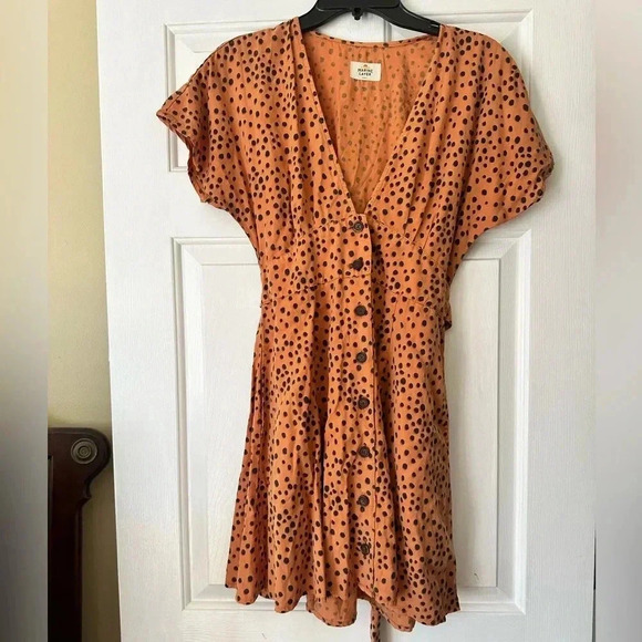 Marine Layer Orange Polka Dot Mini Dress - Picture 2 of 5